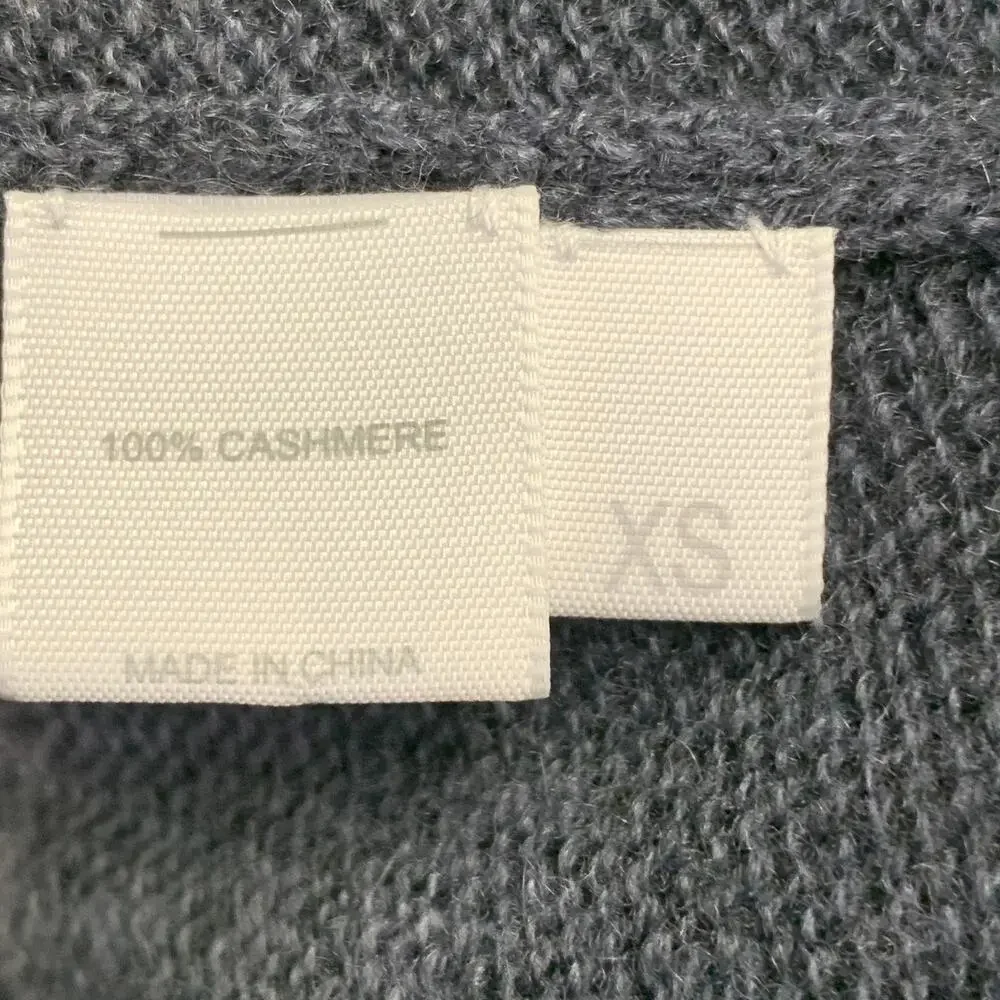 KOKUN Size XS Grey Navy Cashmere Ombre Open Knit Pullover